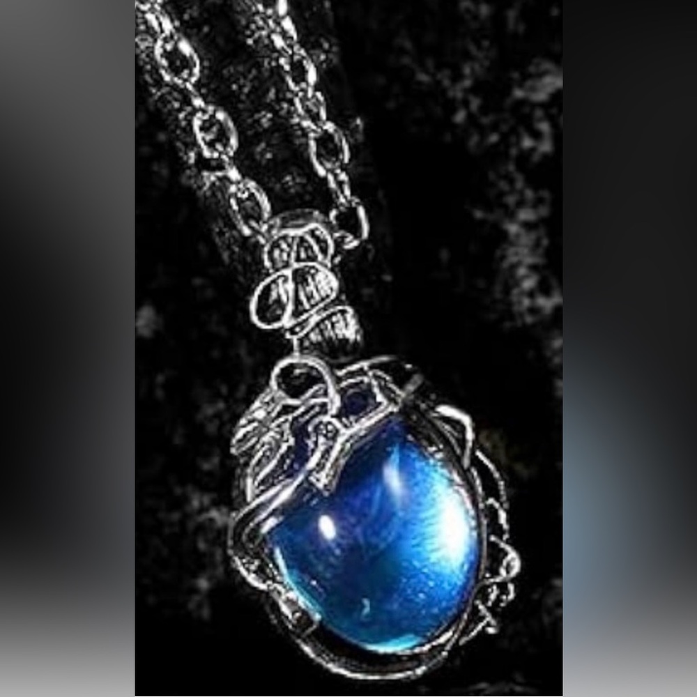 Chakra Healing Blue Crystal Pendant Necklace New
